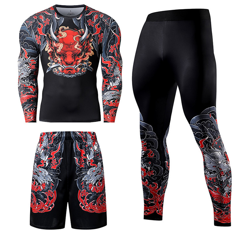 Compression Long Pant - ชุดออกกำลังกายสำหรับผู้ชาย 2/3 ชิ้น ชุดยิวยิตสู ชุดรัดรูป ชุดกีฬา