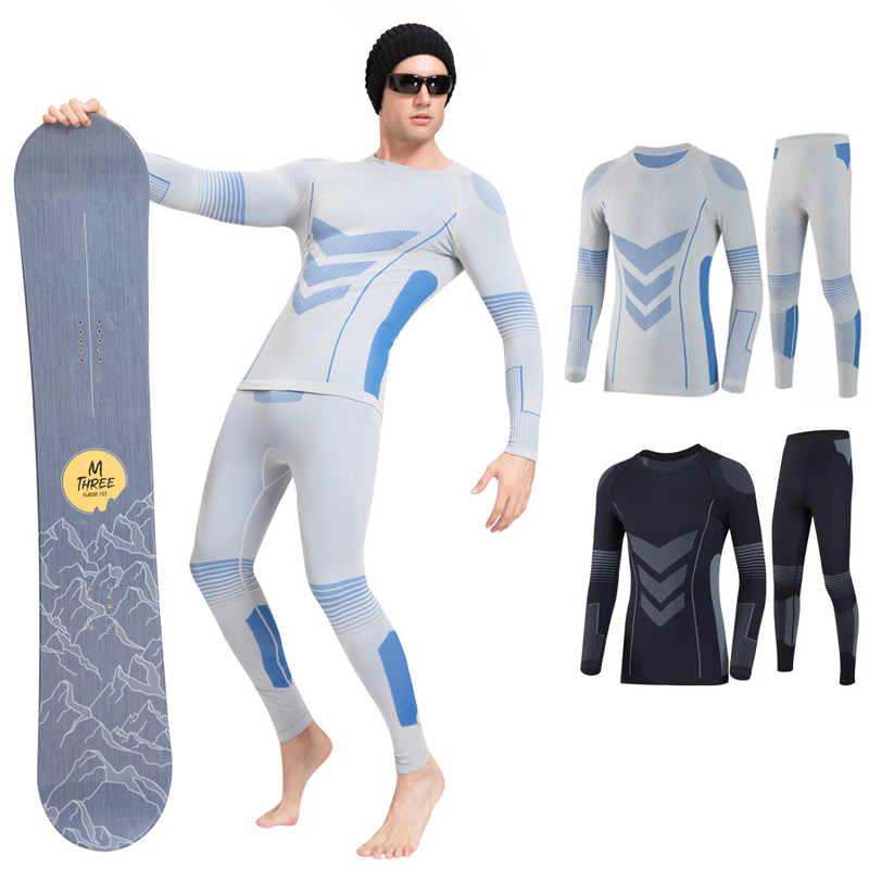 Compression Long Pant - ผู้ชายชุดออกกําลังกายฟิตเนสวิ่งเดินป่าเล่นสกีแน่นชุดออกกําลังกายกีฬาบาสเกตบอลกางเกงฟุตบอล + เสื้อยาวเสื้อผ้าบีบอัด